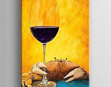 100% Hand Painted Canvas Oil Painting, Cup of Wine & Crab Abstract Modern Canvas Wall Art for Home Decor Oil Painting Review