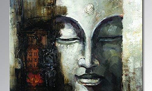 Seekland Art Hand Painted Buddha Face Canvas Wall Art Abstract Oil Painting Modern Decor Contemporary Artwork Stretched Picture Framed Ready to Hang (Framed 3232 inch) Review