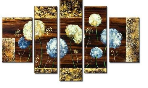 Wieco Art Dandelion Kites – Modern Artwork 5 panels 100% Hand-painted Floral Oil Paintings on Canvas Wall Art for Decor 5pcs/set II Review