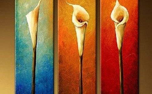 100% Hand Painted Art Calla Lily Modern Oil Painting on Canvas Wall Art Home Decoration 3 Piece Art on Canvas Stretch and Ready to Hang Review