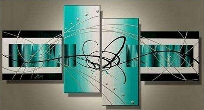 100% Hand Painted Art Oil Painting on Canvas 4 Piece Canvas Art Modern Art Large Painting Wall Art Decor for Home Decoration Gallery Wrapped Stretched and Ready to Hang