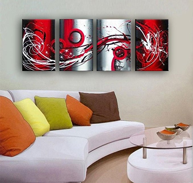 OUTH Grey White Black Red Passion Large Wall Painting On Canvas Monder Abstract Oil Painting Art Home Decoration Living Room Decor Home Decor