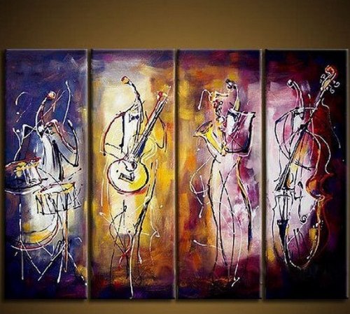 Abstract Wall Canvas Art Sets Painting for Home Decoration 100% Hand Painted Oil Painting Modern Art Large Canvas Wall Art Stretched and Ready to Hang 4 Piece Canvas Art