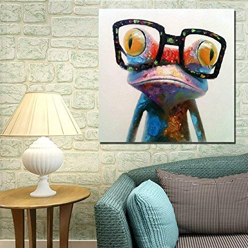 BPAGO Oil Paintings Animal Frog Modern Completely Hand Painted Abstract Wall Art on Canvas Framed 20x20inchx1pcs