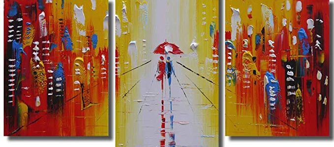 Joy Art Framed 100% Hand-painted Rainy Street Paintings on Canvas for Wall Decor, Office Deco and for Livingroom Ready to Hang Review