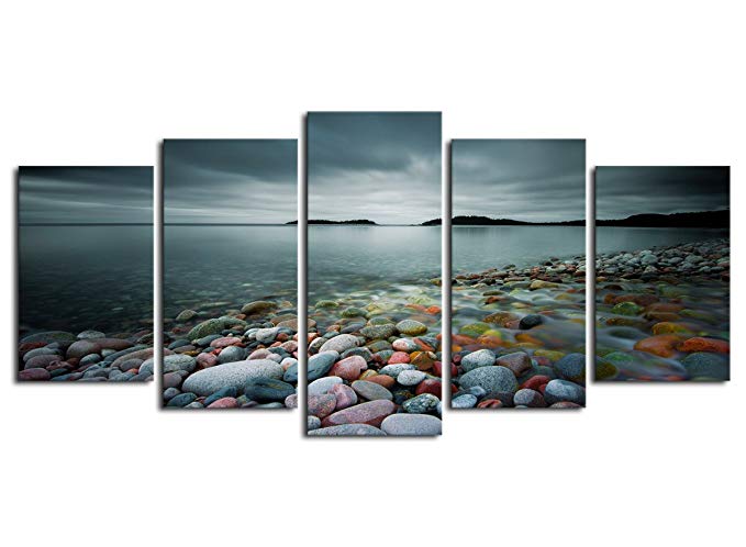 Canvas Art Stone Beach Canvas Prints Wall Decor Lake Nature Picture 24