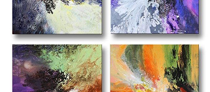 Sunrise Art-Large Canvas Prints Abstract Canvas Wall Art Framed Original Abstract Painting for Bedroom Decoration 50x50cmx 4pcs/set Review