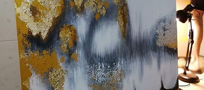 Orlco Art Modern Abstract Oil Painting Hand Painted Wall Art Gold,Gray,White etc ‘buried treasure ‘ Review