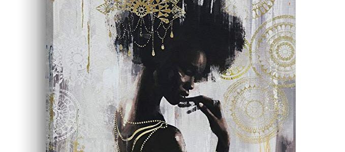 Pi Art African American Black Art Canvas Art, Gold Wall Decor Framed Wall Art for Living Room and Bedroom (32×32 inch, A) Review