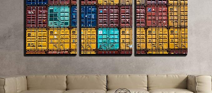 wall26 – 3 Piece Canvas Wall Art – Export Container – Modern Home Decor Stretched and Framed Ready to Hang – 24″x36″x3 Panels Review