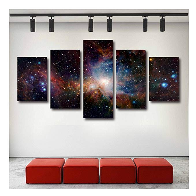 Artrend W5247 Star Space Cosmos Landscape Multiple Panel Wall Art Canvas Wraps Framed Large Set Gallery Wrap