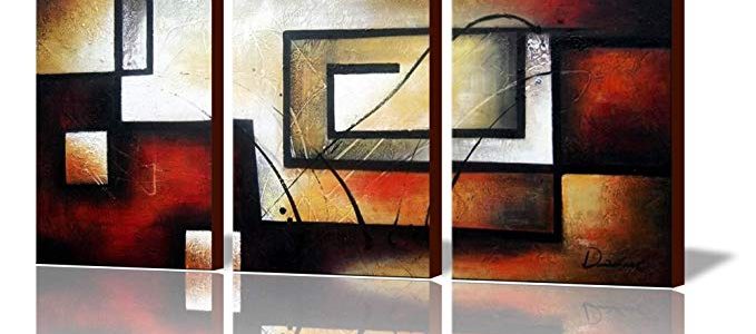 ARTLAND Modern 100% Hand Painted Abstract Oil Painting on Canvas The Maze of Memory 3-Piece Gallery-Wrapped Framed Wall Art Ready to Hang for Living Room for Wall Decor Home Decoration 36x72inches Review