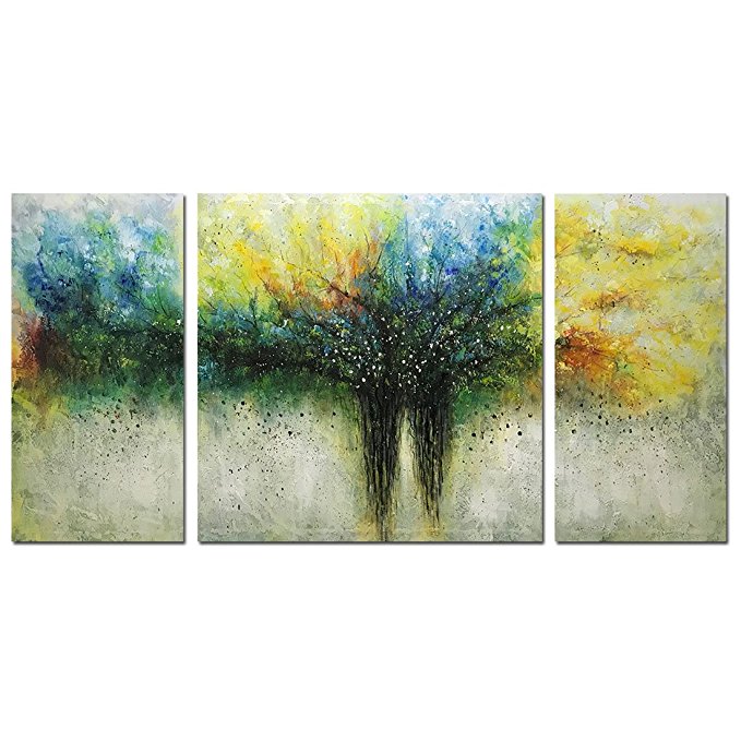 Metuu Paintings, 32x64 Inch Paintings Modern Tree of Life Oil Painting Contemporary Artwork Floral Hangings Stretched And Framed Ready to Hang Wall Decoration Abstract Painting