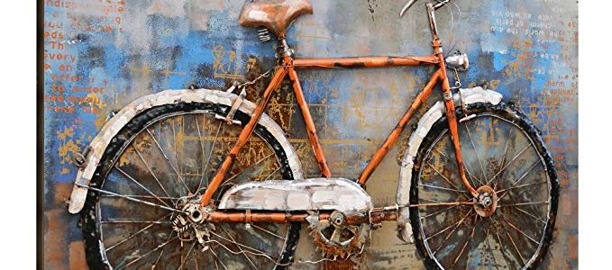 Asmork 3D Metal Art – 100% Handmade Metal Unique Wall Art – Stereograph Oil Painting – Home Decor – Ready to Hang Sculpture Artwork (Bicycle (30 x 20 inch)) Review