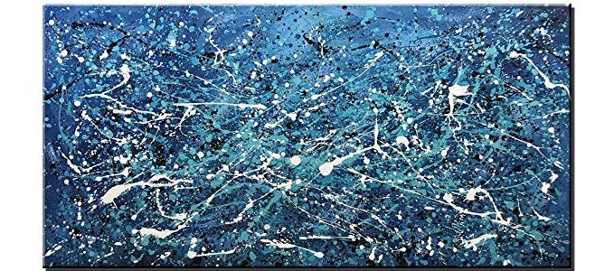 Diathou 24x48Inch Blue Abstract Artworks 100% Hand Painted Oil Painting Living Room Bedroom Corridor Office Modern Home Decor Review