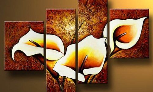 Wieco Art Splendour Large Modern 4 Panels 100% Hand Painted Gallery Wrapped Contemporary Flowers Abstract Floral Oil Paintings on Canvas Wall Art Ready to Hang for Living Room Bedroom Home Decor L Review