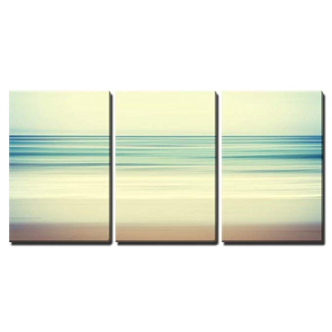 wall26 - 3 Piece Canvas Wall Art - an Abstract Ocean Seascape with Blurred Panning Motion - Modern Home Decor Stretched and Framed Ready to Hang - 24