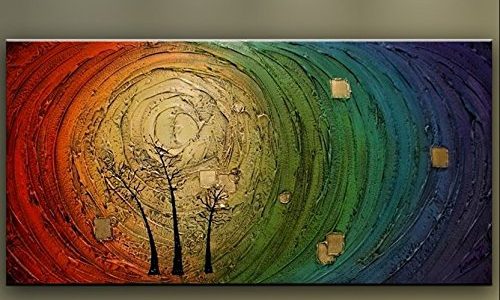 Framed hand-painted canvas palette knife oil paintings, abstract household adornment Review