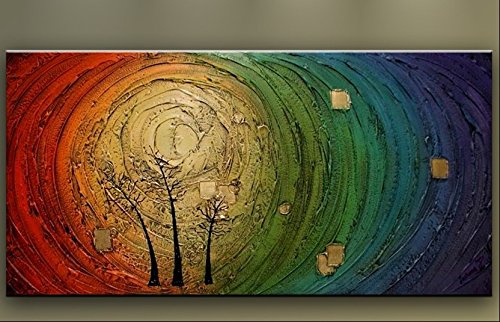 Framed hand-painted canvas palette knife oil paintings, abstract household adornment