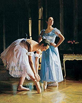 Real Hand Painted Ballerina Canvas Oil Painting for Home Wall Art Decoration, Not a Print/ Giclee/ Poster