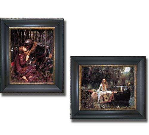 La Belle Dame Sans Merci & The Lady of Shalott by Waterhouse 2-pc Premium Black & Gold Framed Canvas Set (Ready-to-Hang)