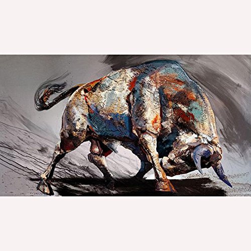 Hand-painted Graphics Modern Wall Art On Canvas Animal Oil Painting Bull Run Supply High thunder marcia baldwin Pictures Room Decor