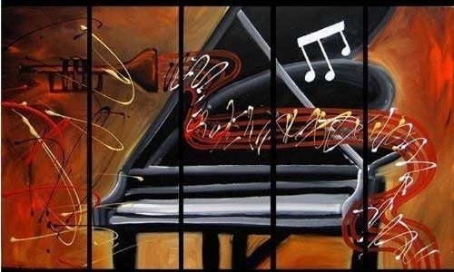 100% Hand Painted Art Piano Music Art Modern Oil Painting on Canvas Wall Art Home Decoration 5 Piece Wall Art on Canvas Stretch and Ready to Hang Review