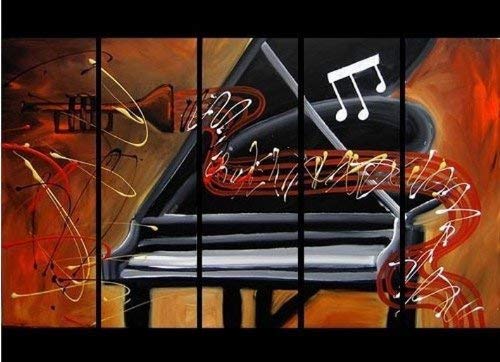 100% Hand Painted Art Piano Music Art Modern Oil Painting on Canvas Wall Art Home Decoration 5 Piece Wall Art on Canvas Stretch and Ready to Hang