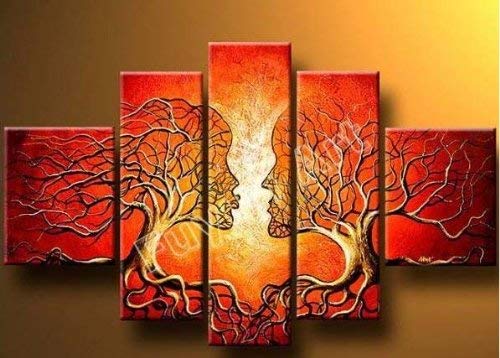 Wieco Art - the Lovers Tree Modern 100% hand painted Canvas Wall Art for Wall Decor Home Decorations£¬Stretched and Framed Art Work, Abstract Oil Paintings on canvas Wall Art ready to Hang for Wall Decorations Home DecorII