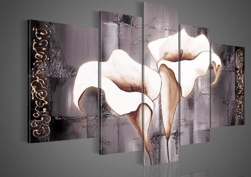 Karvins Arts Elegant Modern Abstract Oil Painting Brown Lily Flower Wall Murals Ddecorative Canvas Art Living Loom painted Harmonious Union Forever