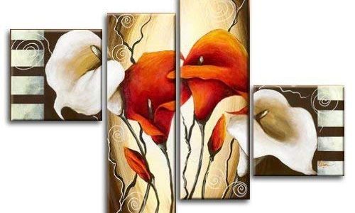 Wieco Art 4-Piece Scents of Callas Stretched and Framed Hand-Painted Modern Floral Oil Paintings on Canvas Wall Art Set, Set 2 Review