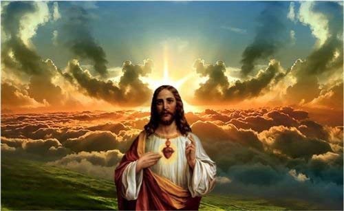 100% Genuine Real Hand Painted Lord Jesus Heaven Christ God Canvas Oil Painting for Home Wall Art Decoration, Not a Print/ Giclee/ Poster