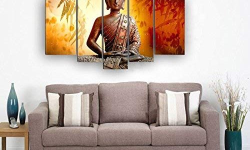 Framed 5 Panel Wall Art Religion Buddha Huge Size Oil Painting On Canvas Review