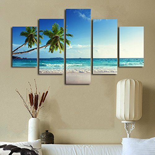 wall art-canvas Prints,Footprints beach Wall Art oil Paintings Printed Pictures Stretched for Home Decoration