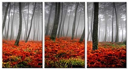 3 Piece Canvas Wall Art Autumn Forest Tree Leaves Canvas Painting Wall Art Decor for Home Office Wall Decor Decoration – 36″ x 20″ – 3pcs Review