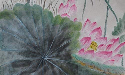 Jiangnanruyi Art Lotus Flower Original Hand Painted Artwork Unframed Chinese Brush Ink and Wash Watercolor Painting Drawing Decorations Decor for Office Living Room Bedroom (26×25inch, Artwork-01) Review