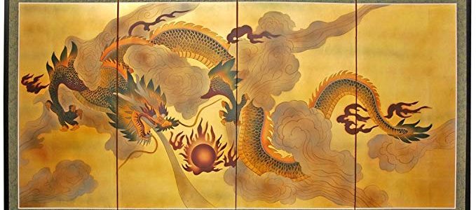 Oriental Furniture 36″ Dragon in the Sky on Gold Leaf Review