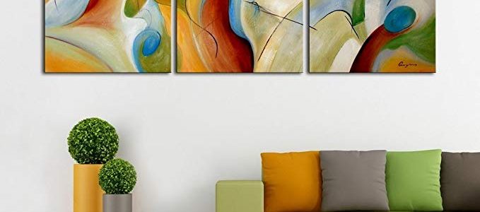 ARTLAND Modern 100% Hand Painted Abstract Oil Painting on Canvas Dream Whirlpool 3-Piece Framed Wall Art for Living Room Artwork for Wall Decor Home Decoration 24×72 inches Review