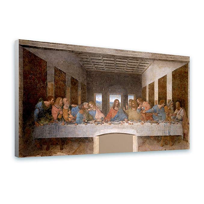 Alonline Art - The Last Supper Leonardo Da Vinci Framed Stretched Canvas (100% Cotton) Gallery Wrapped - Ready to Hang | 29