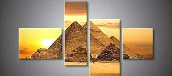 Real Hand Painted Egyptian Pyramids Canvas Oil Painting for Home Wall Art Decoration, Not a Print/ Giclee/ Poster, FRAMED, Ready to Hang Review