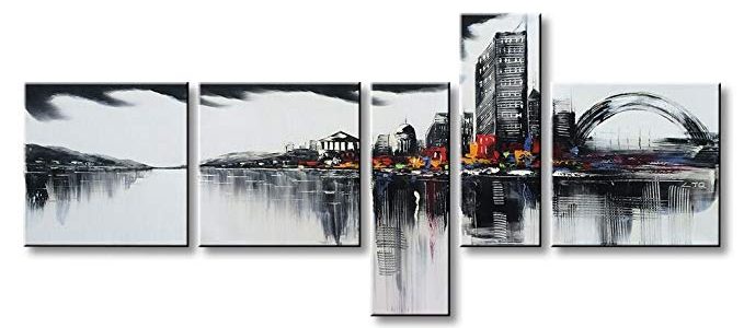 Winpeak Art Large Modern Contemporary Cityscape Artwork Hand Painted House Abstract Landscape Stretched and Framed Oil Paintings on Canvas Wall Art Décor for Living Room Decorations 68″ W x 36″ H Review