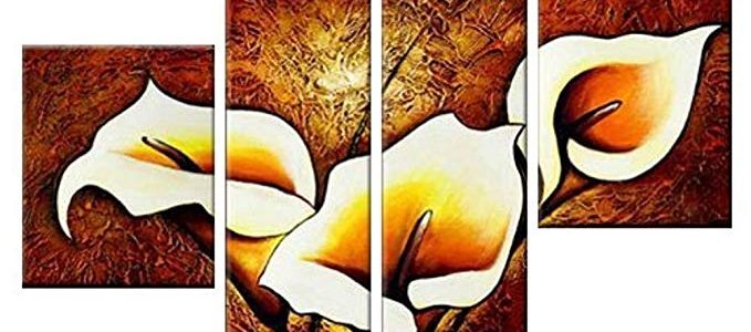 EZON-CH Modern Art Hand-Painted Abstract Calla Lily Flowers Oil Paintings on Canvas Stretched and Framed Painting For Home Review