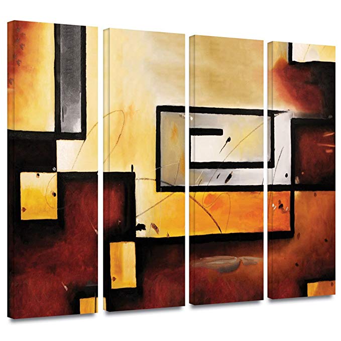 ArtWall Jmor-4set-101-w-24x36-w Jim Morana 'Abstract Modern' Gallery-Wrapped Canvas Artwork, 24 by 36-Inch