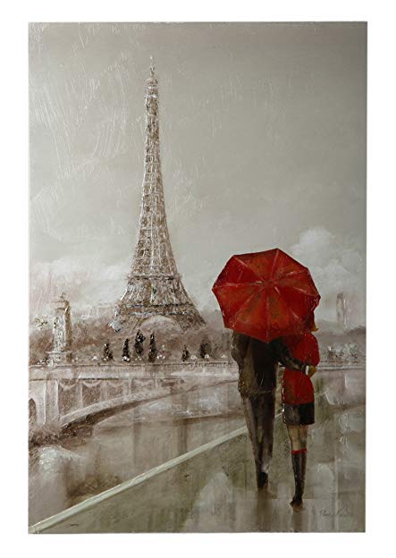 masterpieces Premium Embellished Canvas Oil Painting Wall Art Modern Couple in Paris, 36