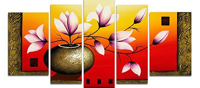 Wieco Art Elegant Flowers 100% hand-painted Artwork Oil Paintings on Canvas Modern Canvas Wall Art Set for Wall Decoration and Home Decorations Review