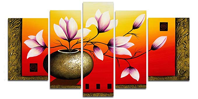 Wieco Art Elegant Flowers 100% hand-painted Artwork Oil Paintings on Canvas Modern Canvas Wall Art Set for Wall Decoration and Home Decorations