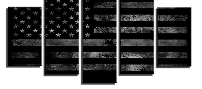 5 Pieces American Flag Stretched and Framed Modern Canvas Wall Art Set Ready to Hang for Living Room Bedroom Home Decor, Grey, Framed, Size 1 Review