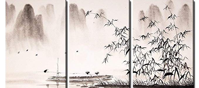 wall26 – 3 Piece Canvas Wall Art – Chinese Landscape Ink Painting – Modern Home Decor Stretched and Framed Ready to Hang – 24″x36″x3 Panels Review