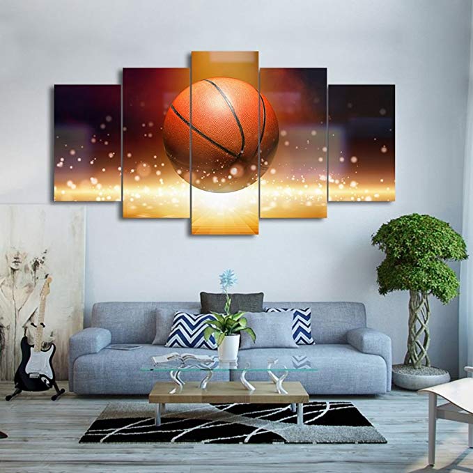 Canvas Art Paintings Still Life Art Basketball Lovers Painting Wall Pictures For Living Room Gym Home Decor Party Decorations With Framed