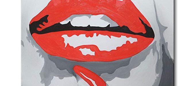 Red Lips Modern Pop Wall Art Hand Painted Abstract Oil Painting on Canvas Contemporary Decor Artwork Review